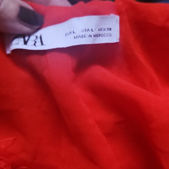 Women designer ZARA new $95 orange fringe bohemian halter mini dress size large - Picture 14 of 16